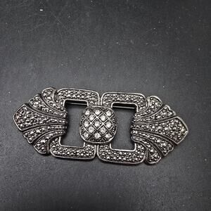 Avon 1991 Bold Romance Brooch Silver Tone Faux Marcasite VIntage